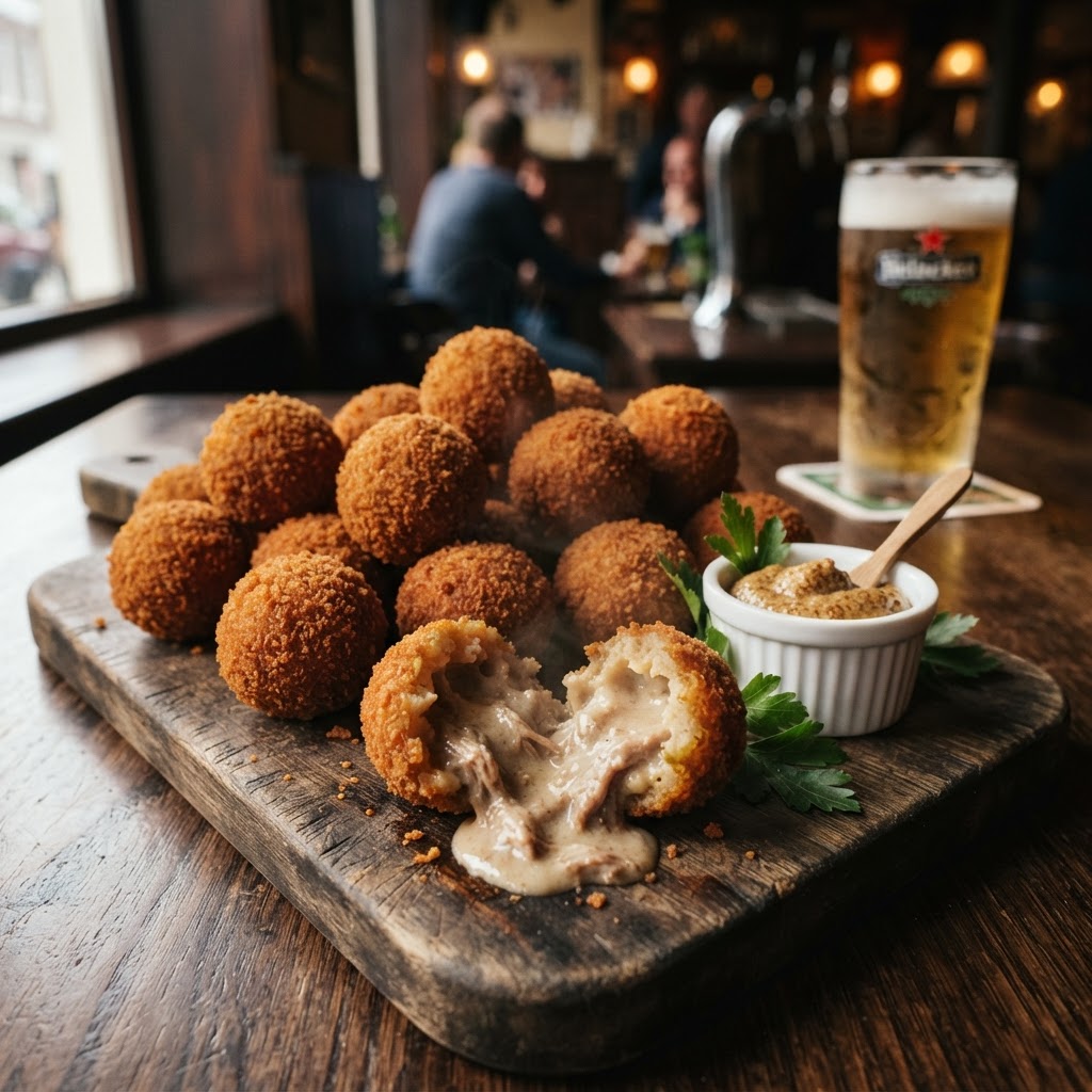 Dutch Bitterballen Beef Croquettes with Mustard