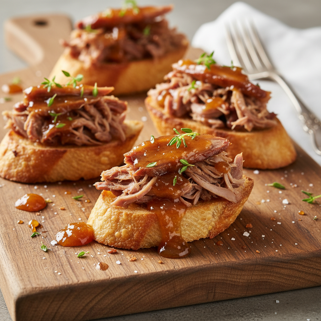 Duck Confit Crostini with Orange Marmalade & Thyme