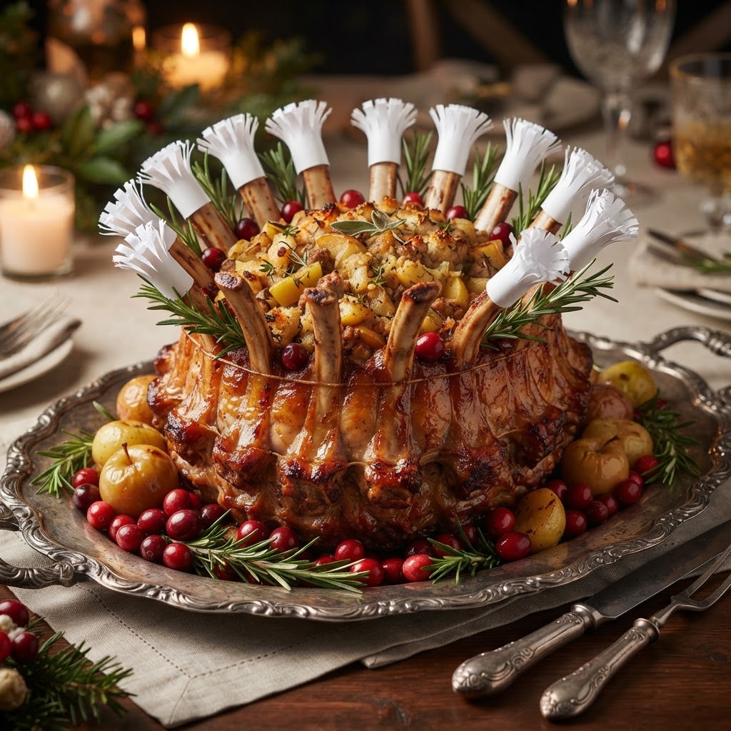 Crown Roast of Pork with Apple and Sausage Stuffing