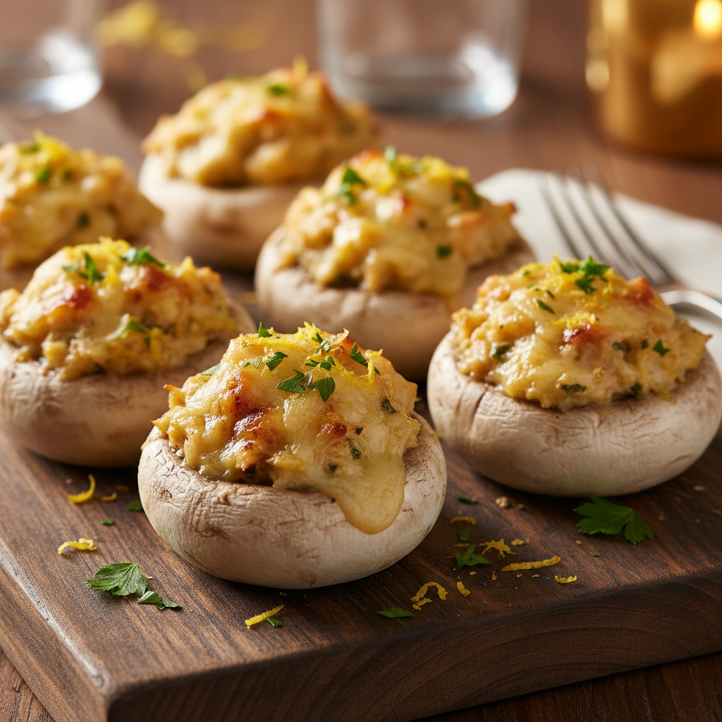 Crab Stuffed Mushrooms with Gruyère & Herbs