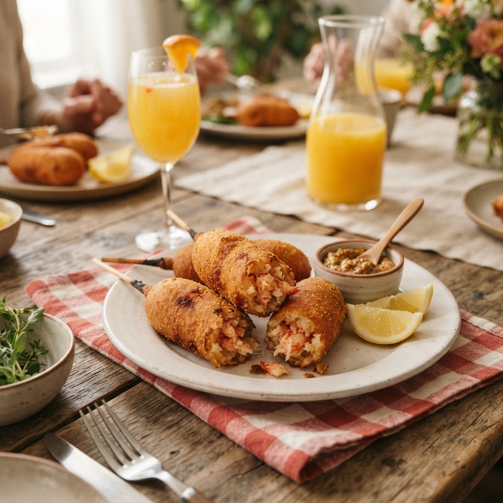 Maine Lobster Corn Dogs with Spicy Mustard: The New England Boardwalk Classic Reimagined