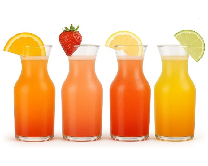 Set of 4 Glass Carafes & Pitchers for Mimosa Bar — 1 Liter with Lids