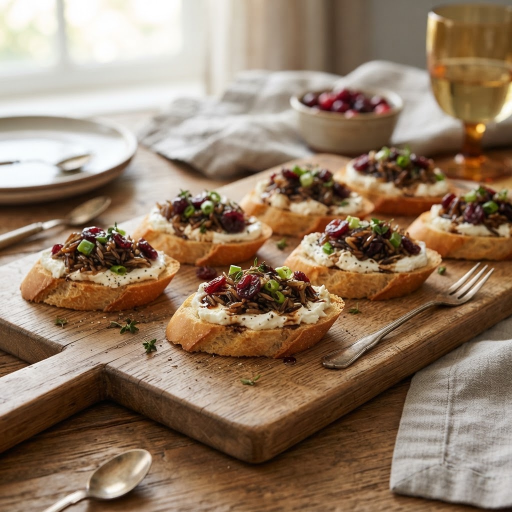 Minnesota Wild Rice and Cranberry Crostini
