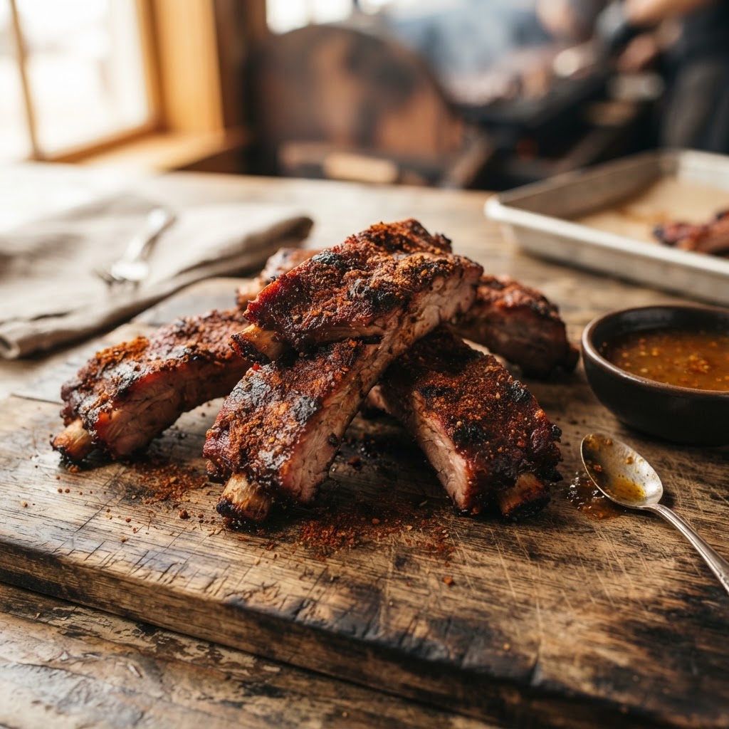Memphis Dry Rub Rib Tips with Vinegar Mop