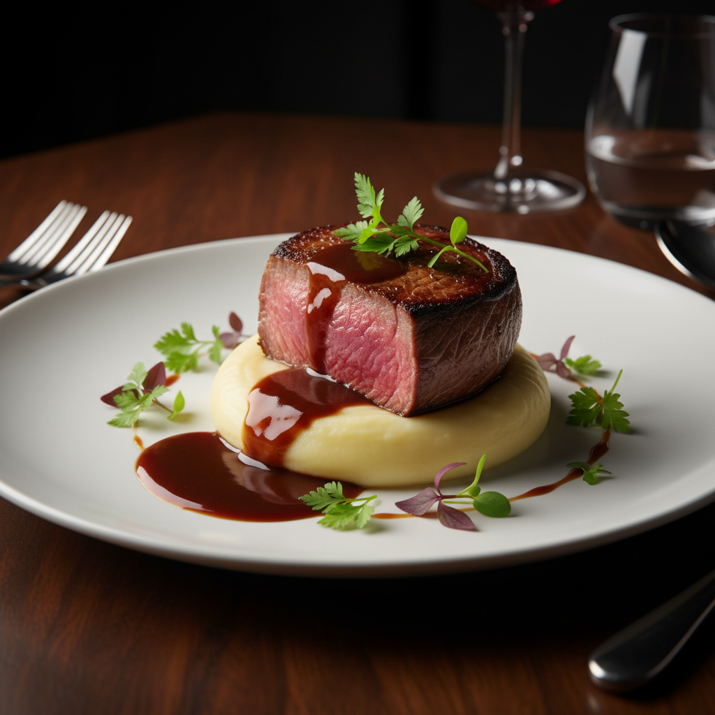 Filet Mignon with Truffle Demi-Glace & Pommes Purée