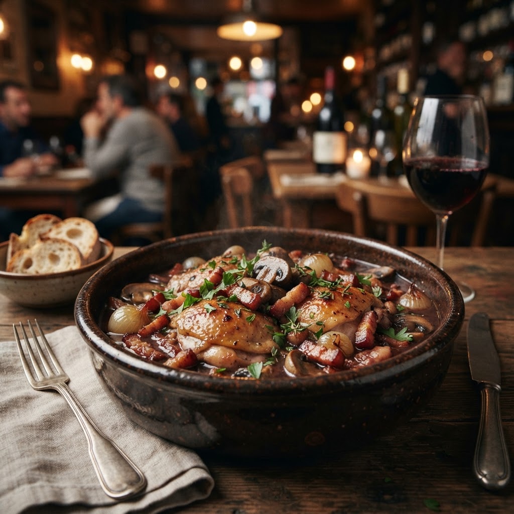 Coq au Vin (Burgundy Chicken Braised in Red Wine)
