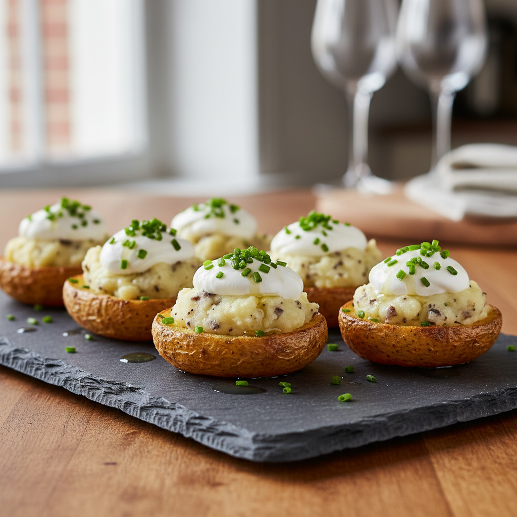 Truffle Potato Skins with Crème Fraîche & Chives