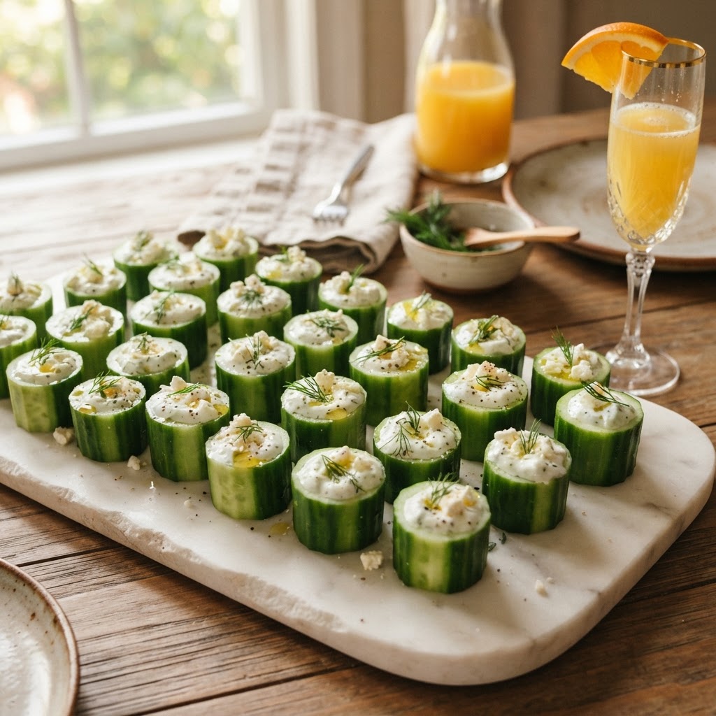 Greek Tzatziki Cucumber Cups with Feta: The 10th-Century Ottoman Yogurt Dip in a Modern Party Bite