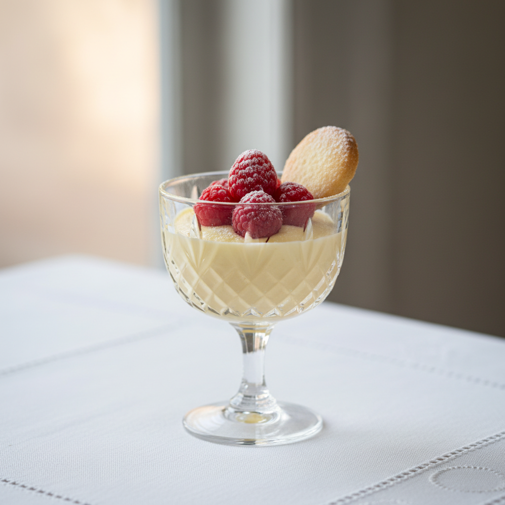 Lemon Posset with Shortbread & Fresh Raspberries