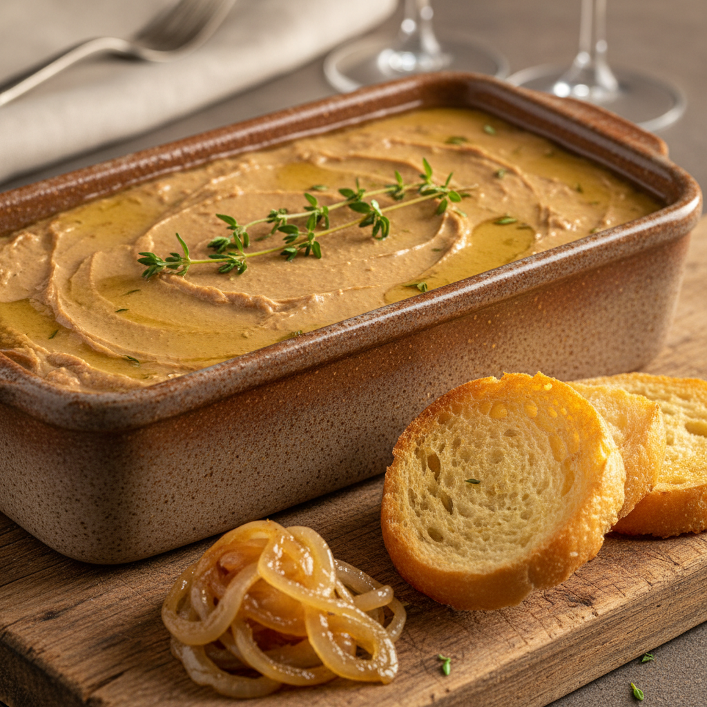 Chicken Liver Pâté with Caramelized Onion & Thyme on Brioche Toast