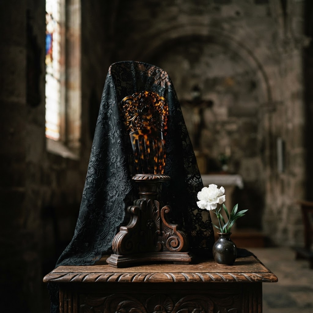 The Spanish Mantilla and Peineta: Black Lace, Catholic Devotion, and the Protocol of the Spanish Court