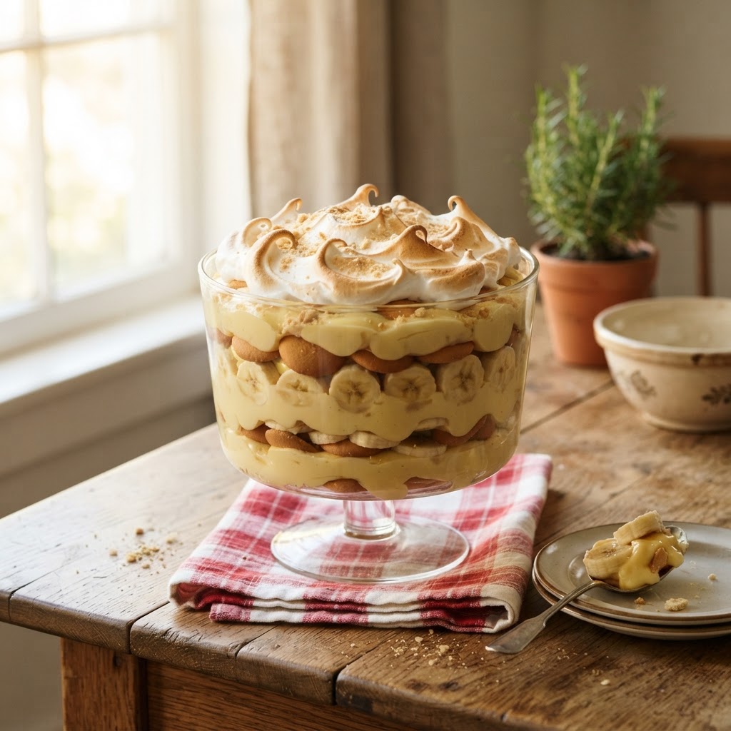Southern Banana Pudding: Vanilla Wafer, Custard, and Meringue