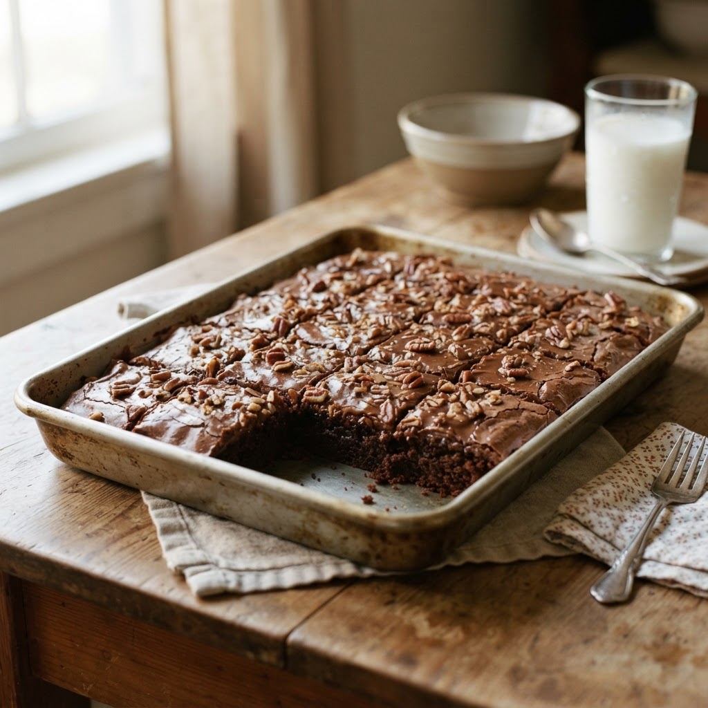 Texas Chocolate Sheet Cake: The 1950s Lone Star Dessert Born in a Newspaper Kitchen