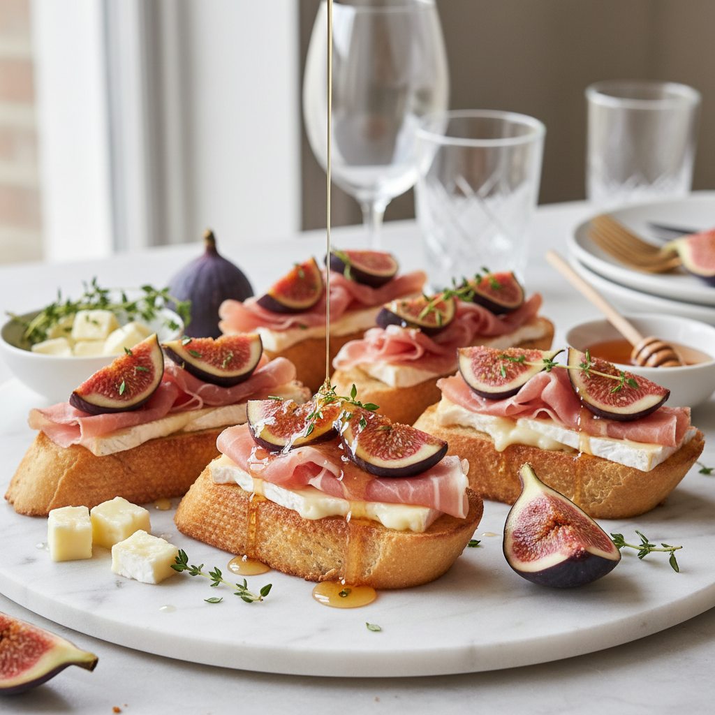 Fig, Brie & Prosciutto Crostini