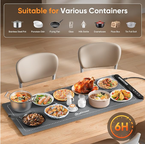 NEWKITCHEN Food Warming Mat — Electric Warming Tray for Parties