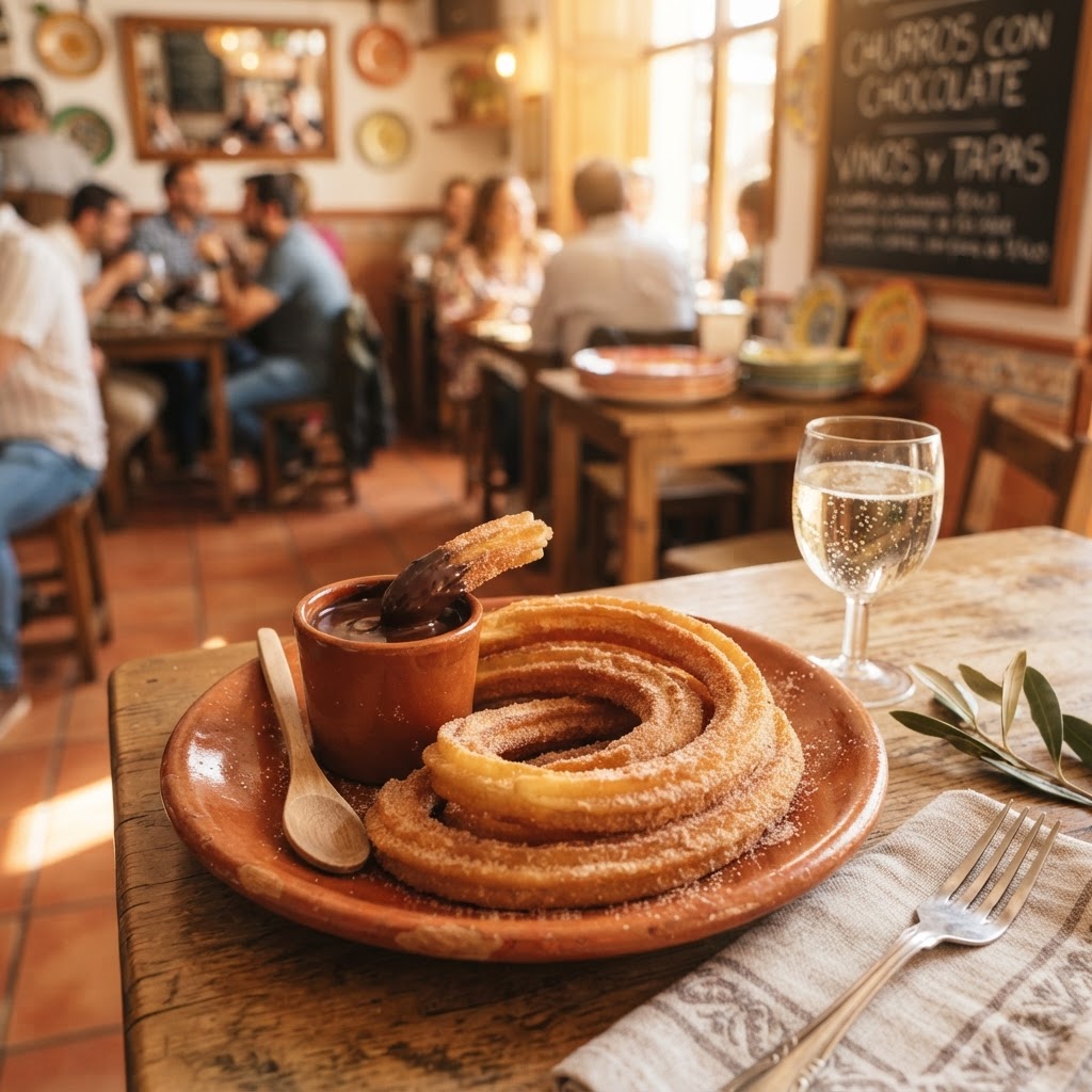 Churros con Chocolate allo Spumante