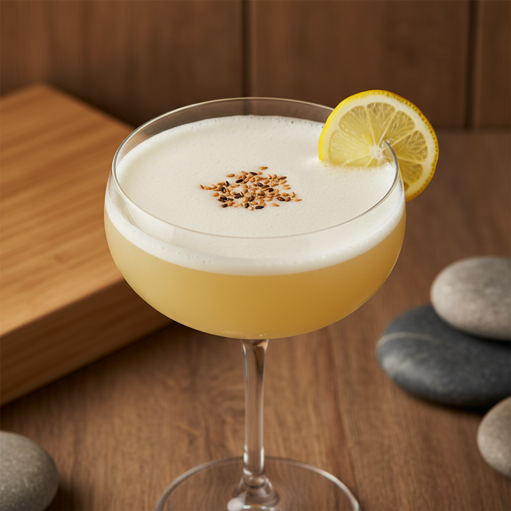 The Toasted Sesame Yuzu Sake Mimosa