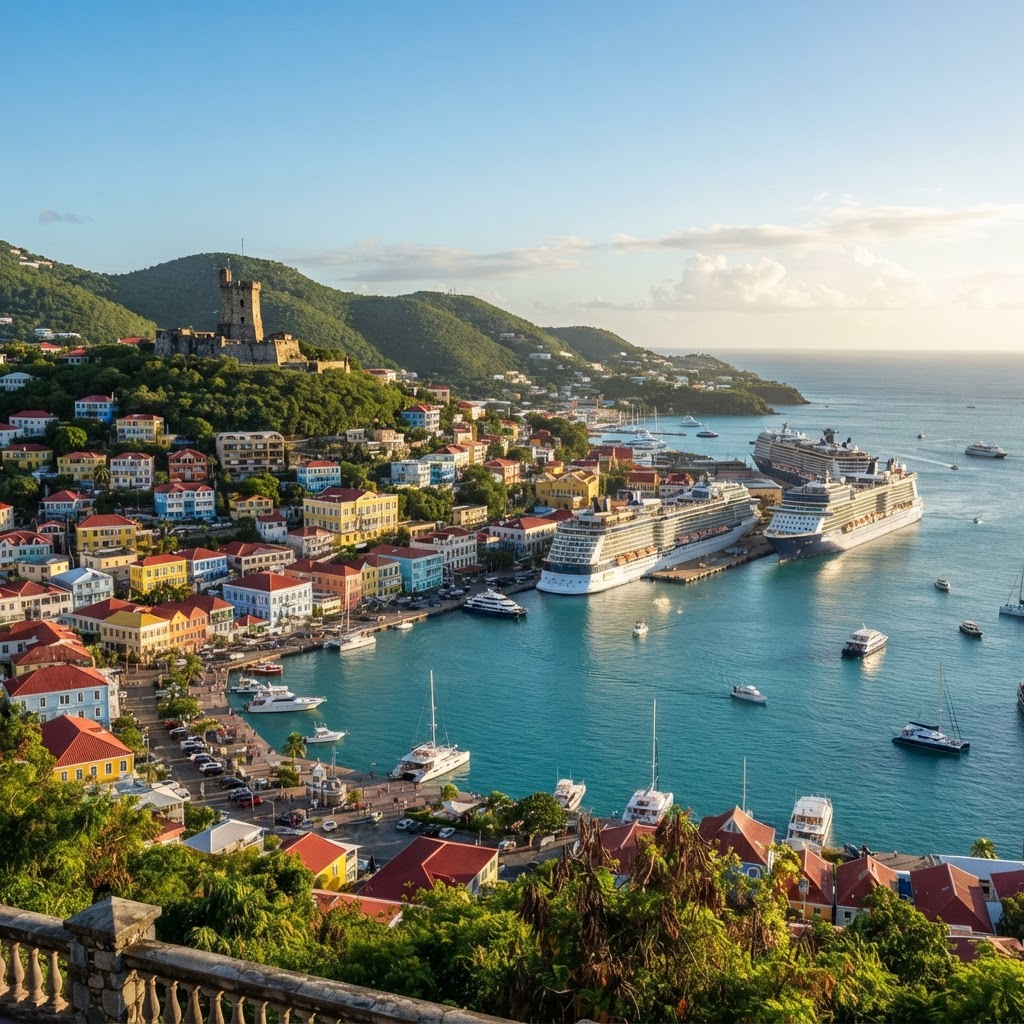 St. Thomas, USVI: Charlotte Amalie, Blackbeard's Castle & the Danish Skytsborg Tower of 1679
