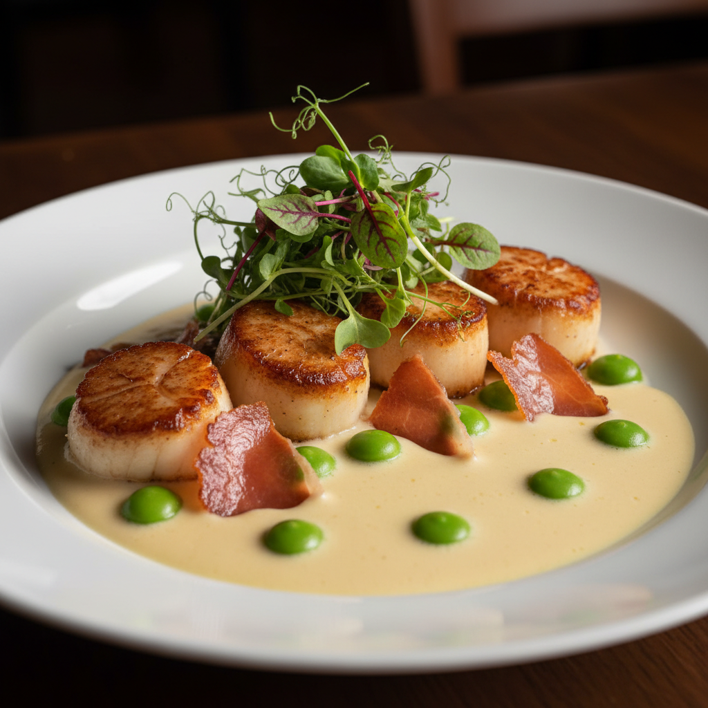 Pan-Seared Scallops with Champagne Velouté