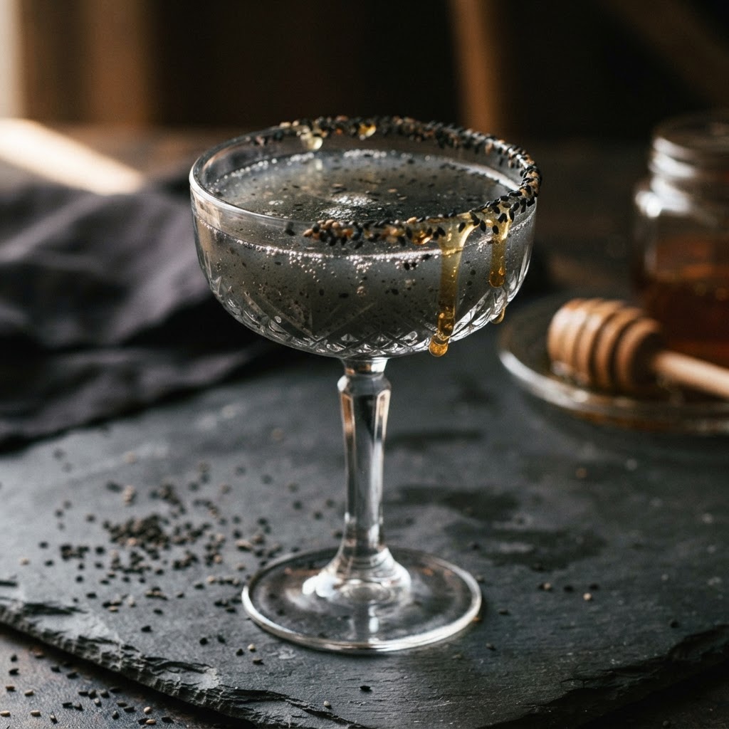 The Black Sesame Honey Prosecco Mimosa