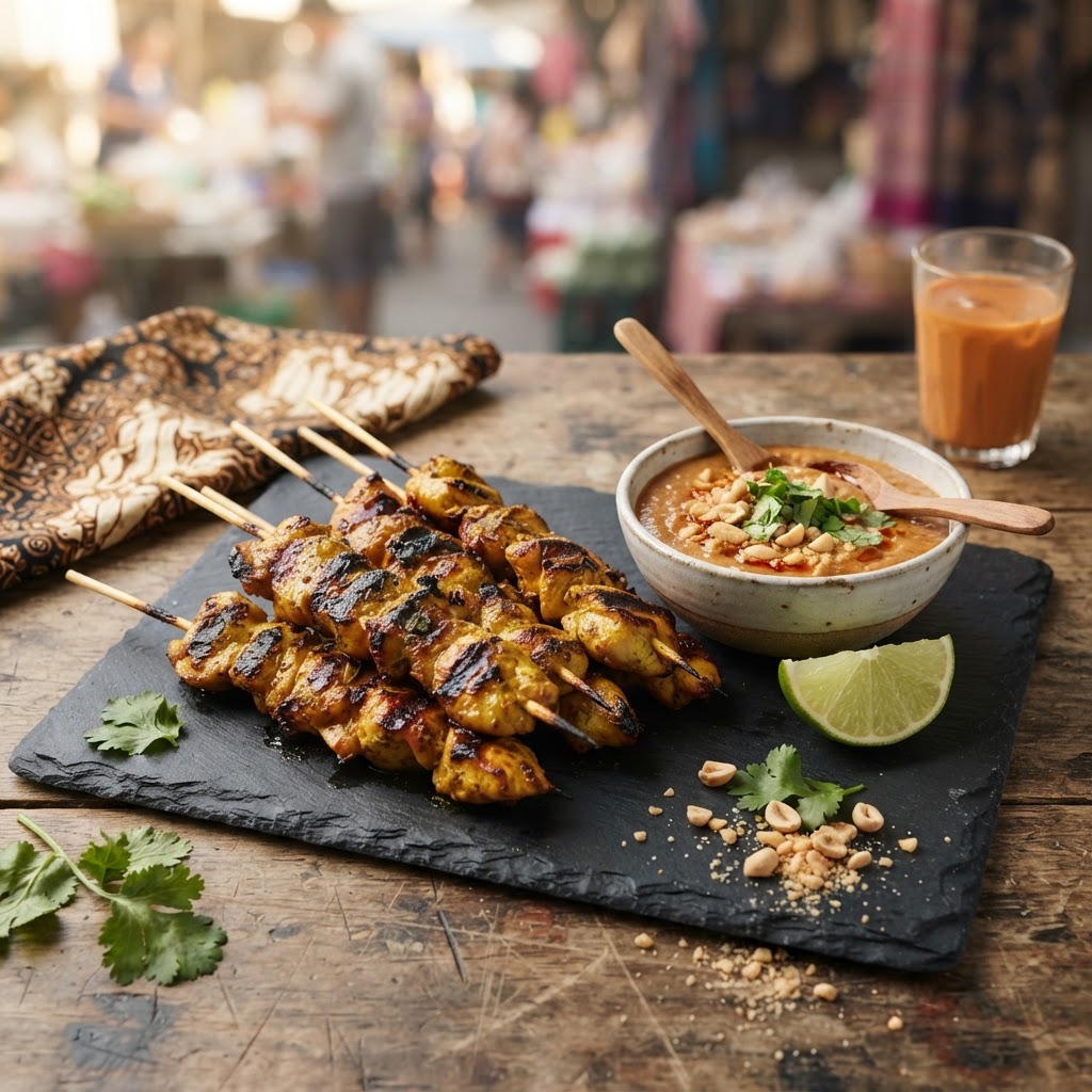 Chicken Satay Skewers with Spicy Peanut Sauce
