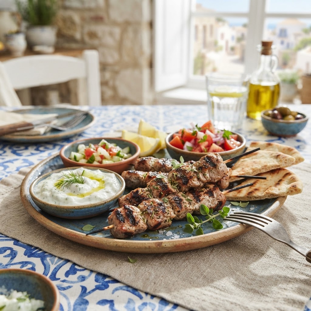 Greek Souvlaki with Tzatziki: From Ancient Spits to Modern Pita