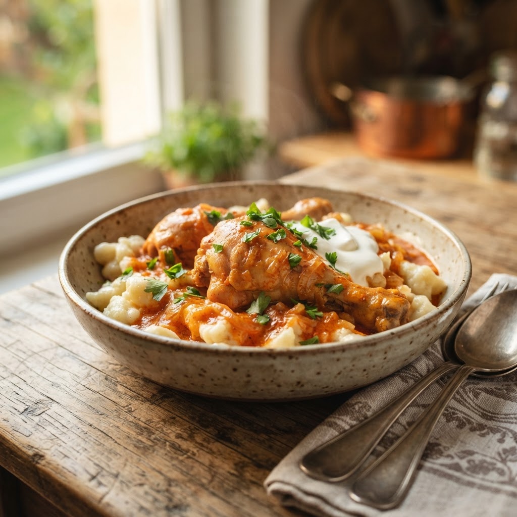 Hungarian Chicken Paprikash: Paprikás Csirke from the Pannonian Plain