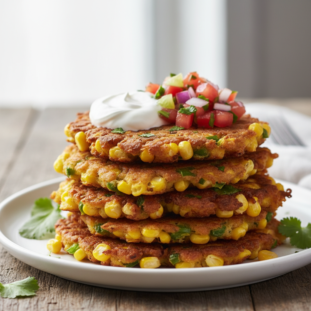 Corn & Jalapeño Brunch Fritters with Chipotle Sour Cream