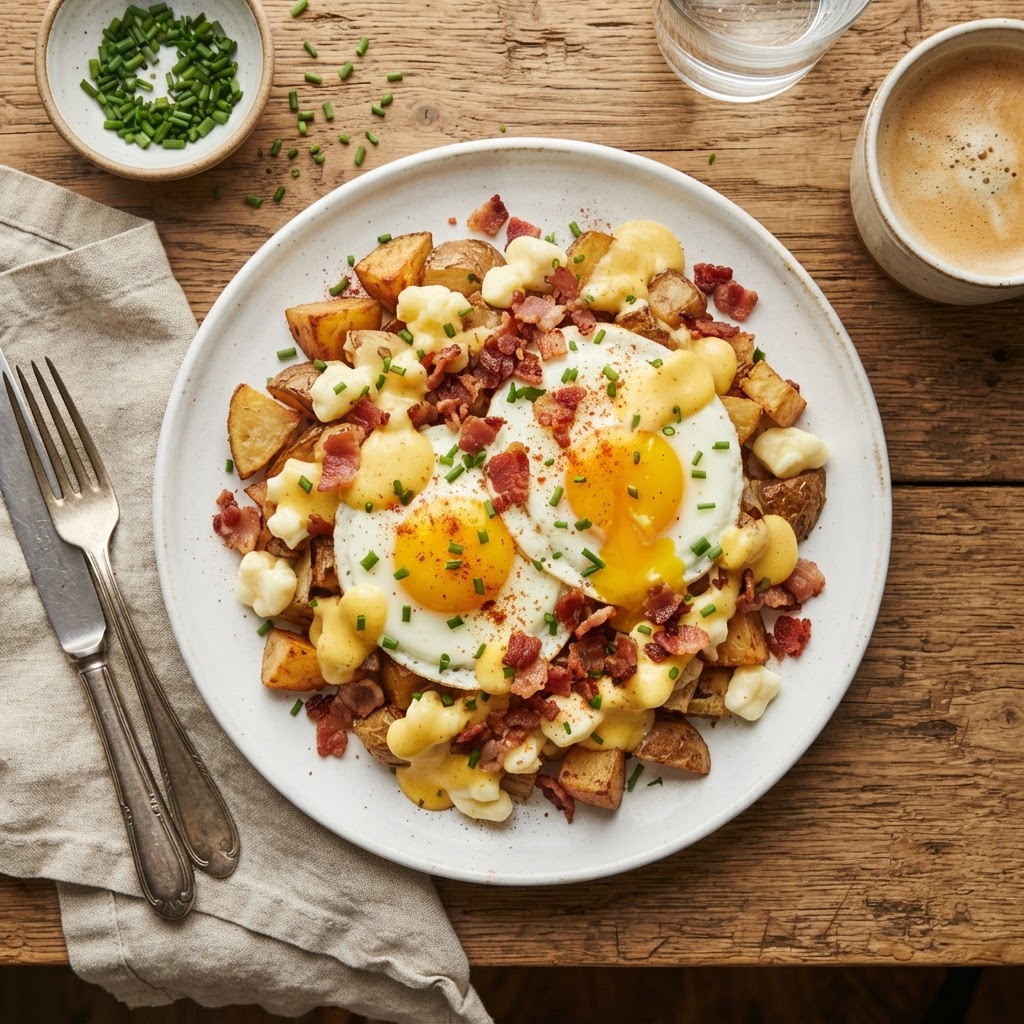 Breakfast Poutine with Hollandaise and Cheese Curds: Canada's Brunch Twist