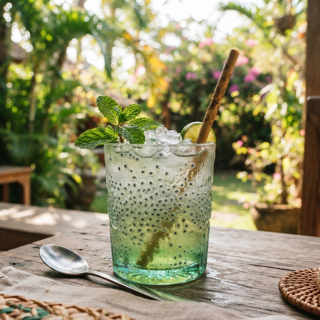 Thai Nam Manglak: The Sweet Basil Seed Refresher of Bangkok