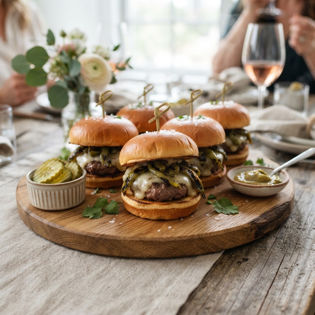 New Mexico Green Chile Cheeseburger Sliders
