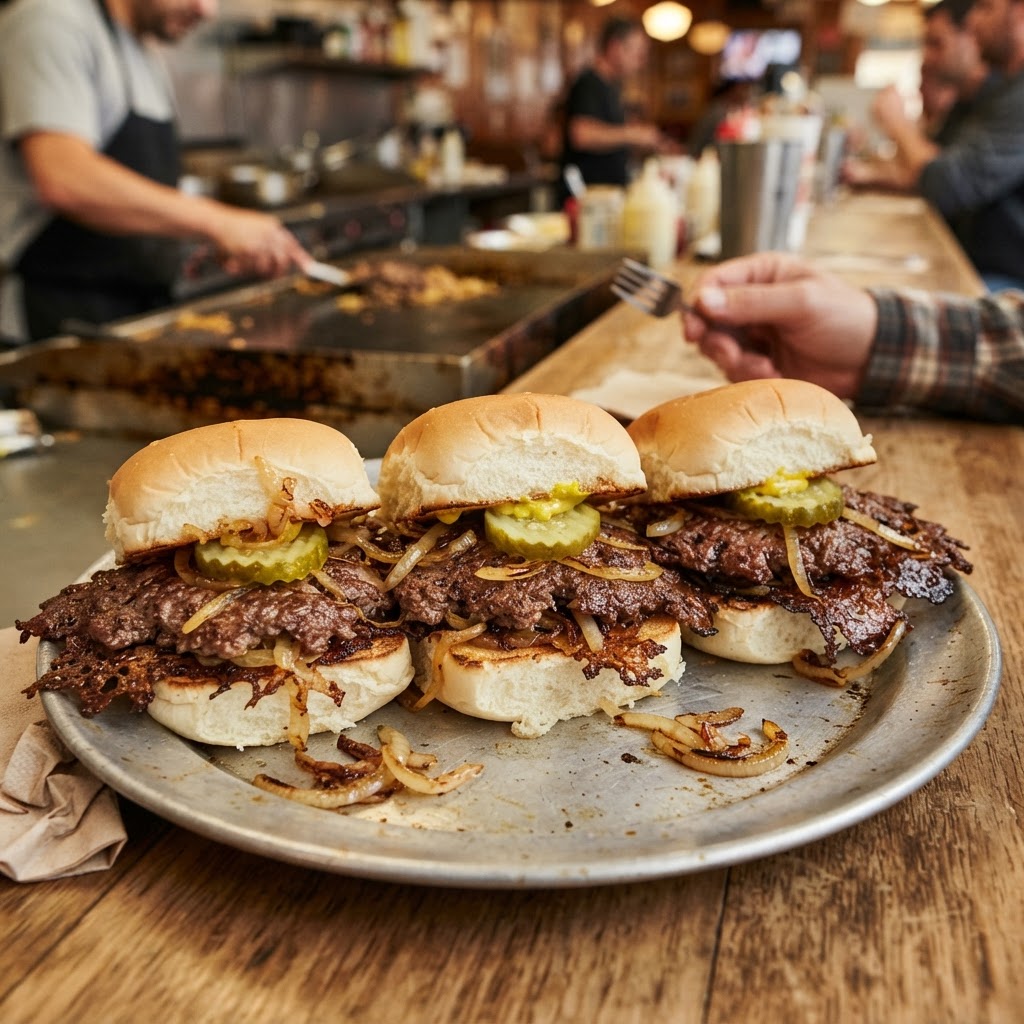 Oklahoma Fried Onion Burger Sliders