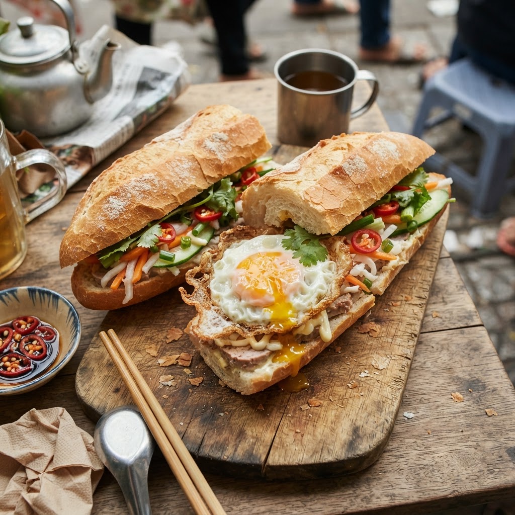 Vietnamese Bánh Mì Ốp La: The Fried Egg Breakfast Sandwich of Saigon's Streets