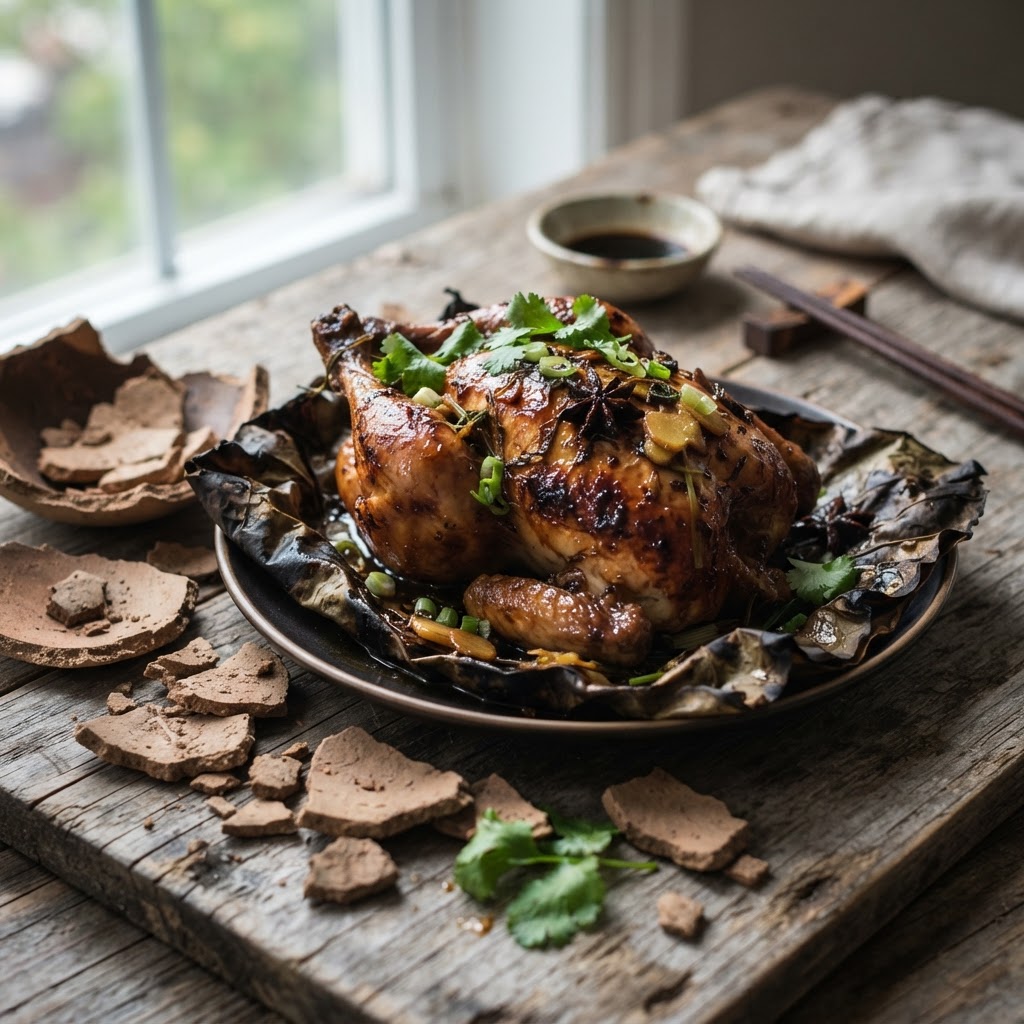 Chinese Beggar's Chicken: The Hangzhou Legend of Lotus Leaves and Clay