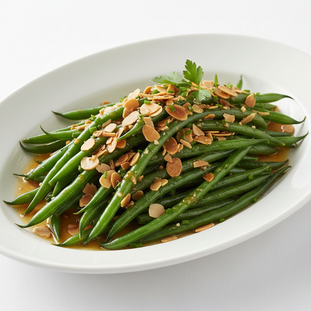 Haricots Verts with Toasted Almonds & Brown Butter
