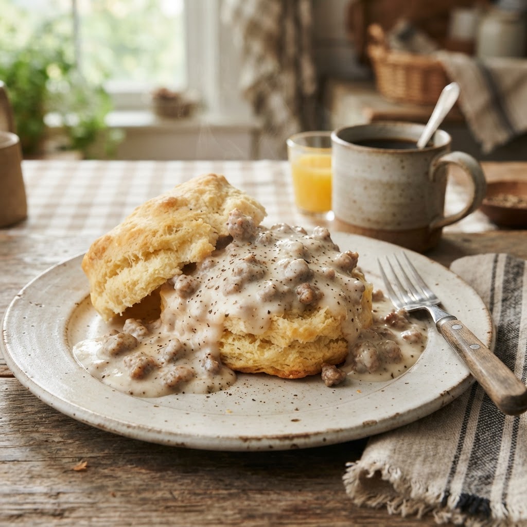 Southern Cathead Biscuits with Sawmill Gravy: The Appalachian Lumber Camp Breakfast