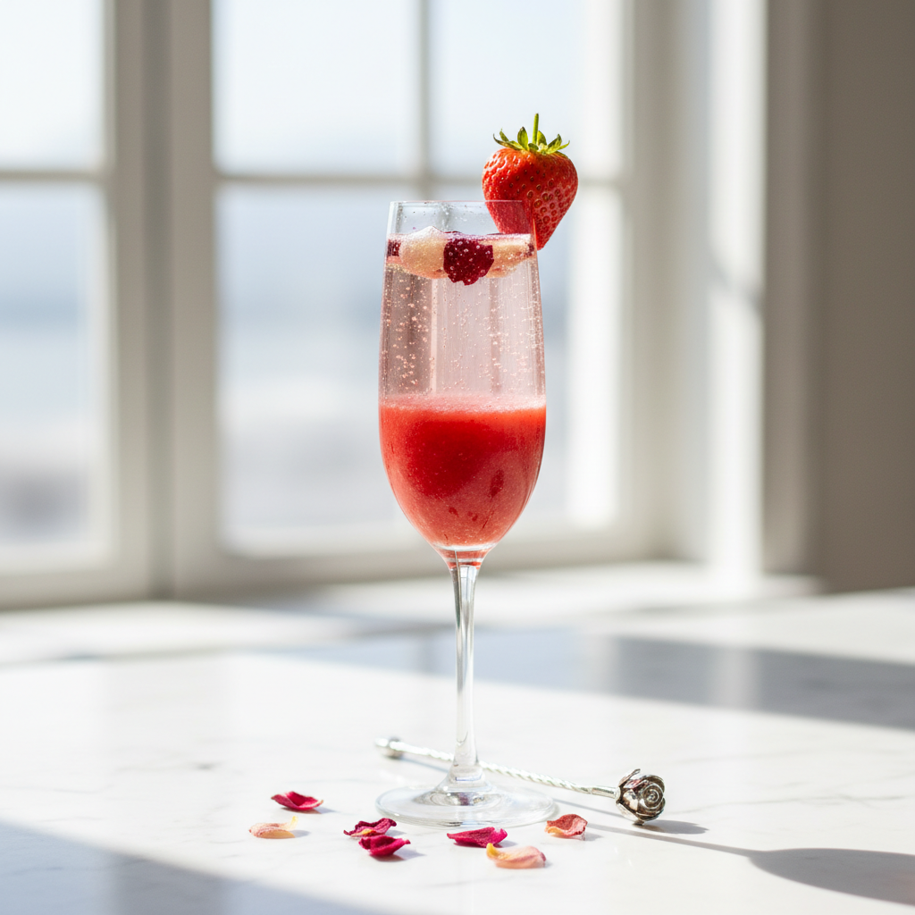 Strawberry Rose Sparkling Lemonade Mocktail