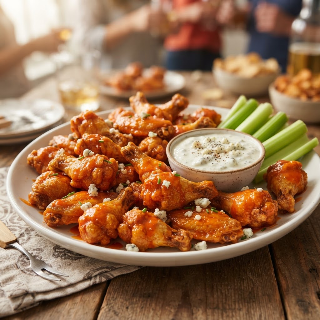 Buffalo Chicken Wing Bites with Blue Cheese Dressing