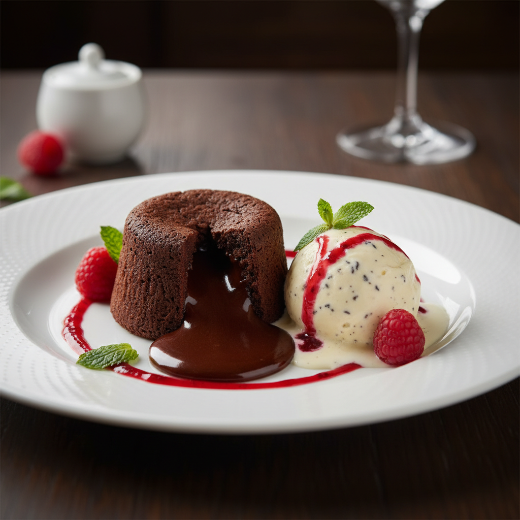 Chocolate Fondant with Vanilla Bean Ice Cream