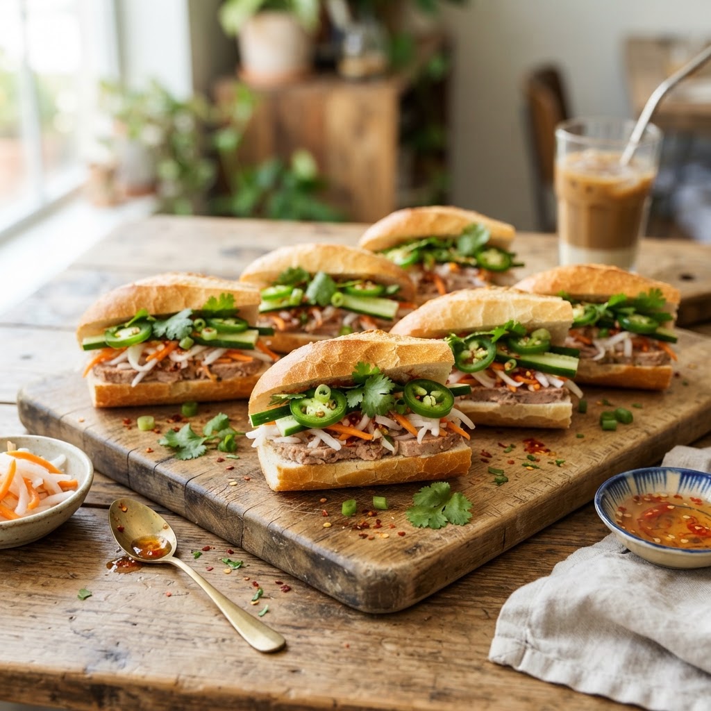 Vietnamese Bánh Mì Sliders with Pork Pâté and Pickled Daikon
