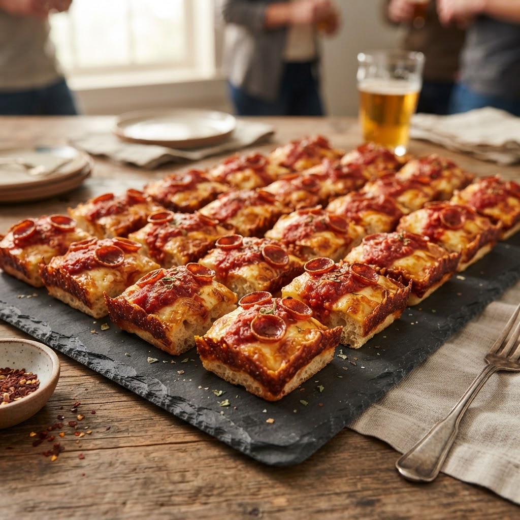 Detroit-Style Pizza Bites with Wisconsin Brick Cheese
