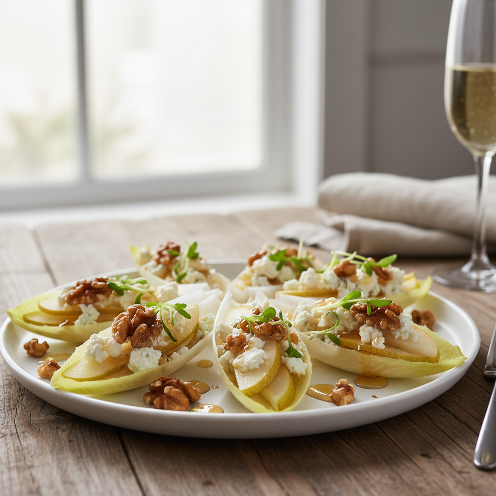 Pear, Gorgonzola & Walnut Endive Cups