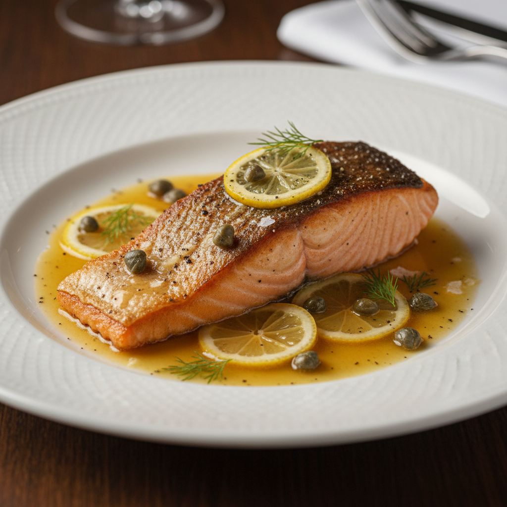 Pan-Seared Salmon with Lemon Butter Caper Sauce