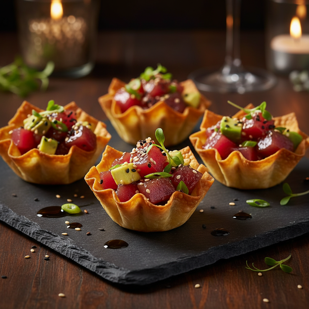 Tuna Tartare in Wonton Cups