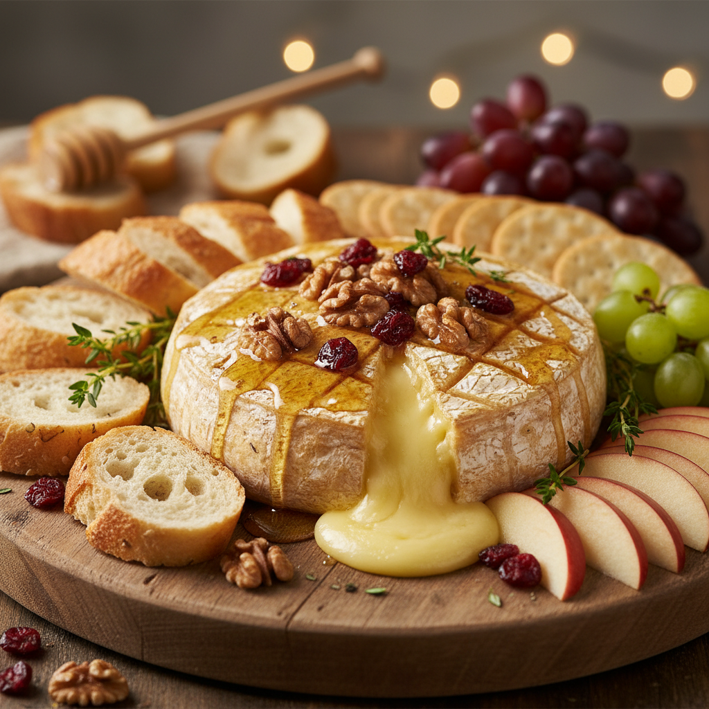 Baked Brie with Honey, Walnuts & Cranberries