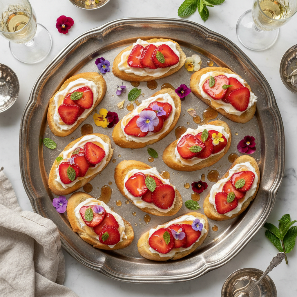 Strawberry & Champagne Bruschetta with Mascarpone