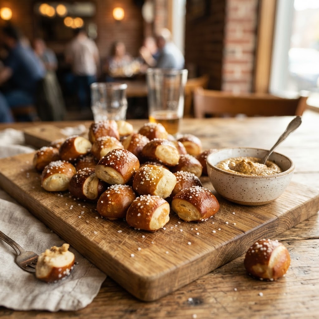Philadelphia Soft Pretzel Bites with Spicy Brown Mustard