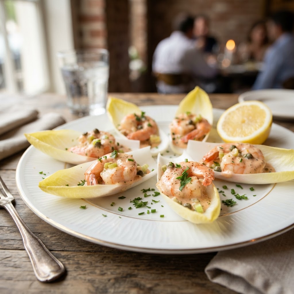 Shrimp Remoulade on Belgian Endive Leaves