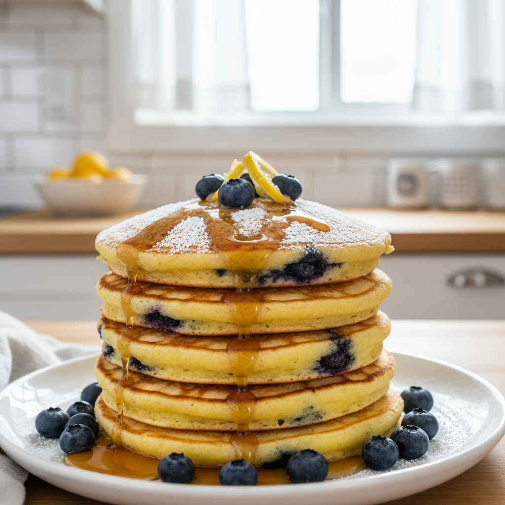 Lemon Ricotta Pancakes with Blueberries