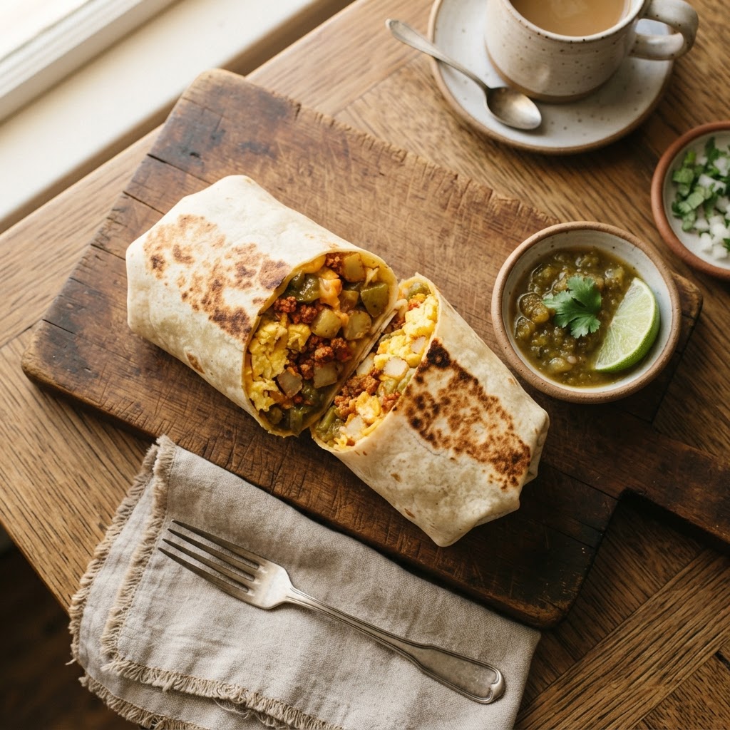 Breakfast Burrito with Potato, Egg, and Green Chile: A Southwest Classic